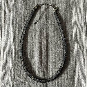 Black Mesh Choker Necklace with Clear Swarovski Crystals